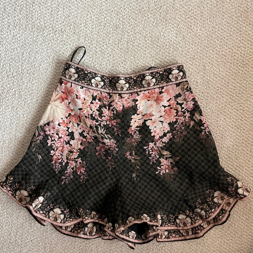 Zimmermann Floral Black and Pink Women Shorts